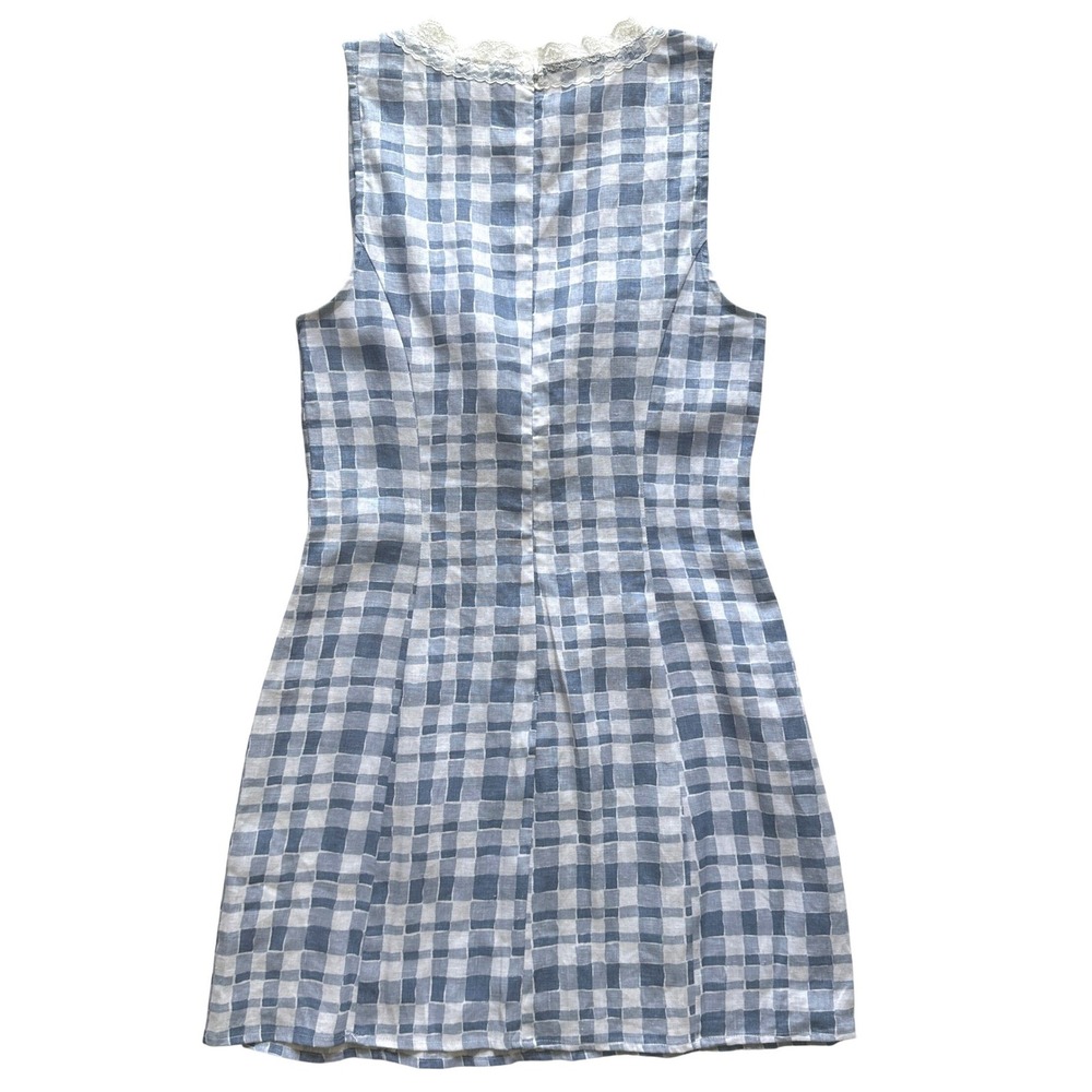 Reformation Reia Linen Mini Dress Jodie | Blue Gingham 4 - Picture 5 of 11